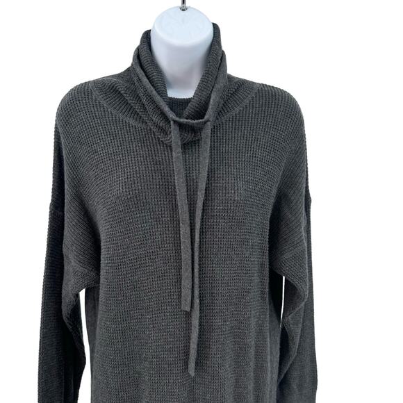 Prana Gray Charcoal Milani Sweater Dress Womens XS Drawstring Cowl Neck Bodycon - Picture 5 of 12